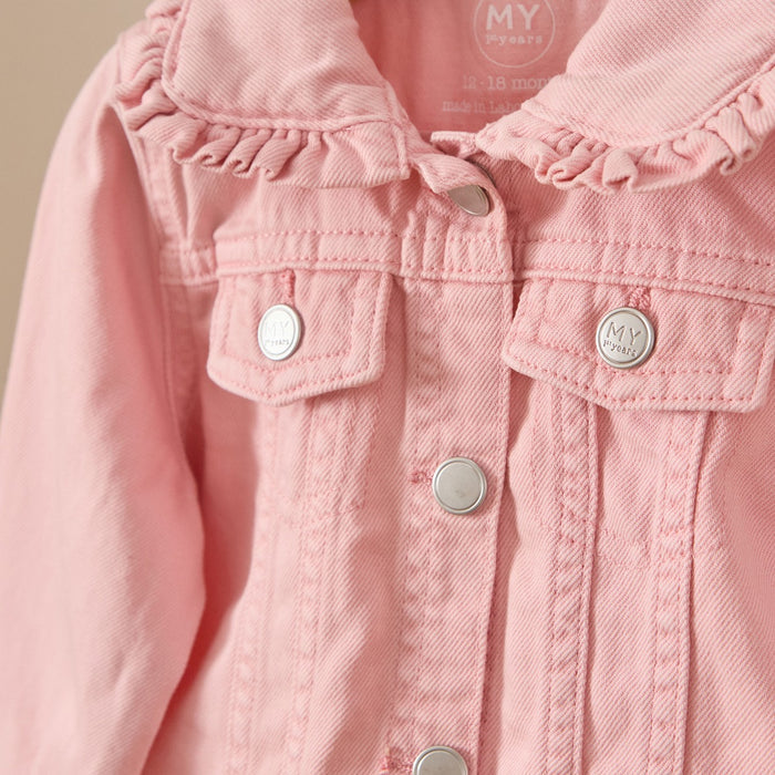 Personalised Bumblebee Pink Frill Denim Jacket