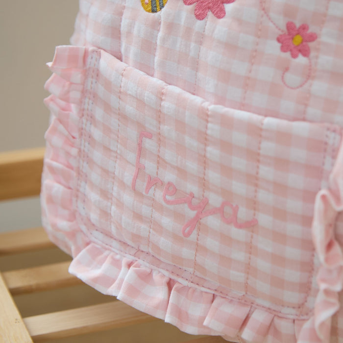 Personalised Bumblebee Pink Gingham Backpack