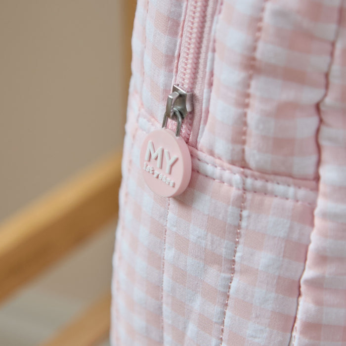 Personalised Bumblebee Pink Gingham Backpack