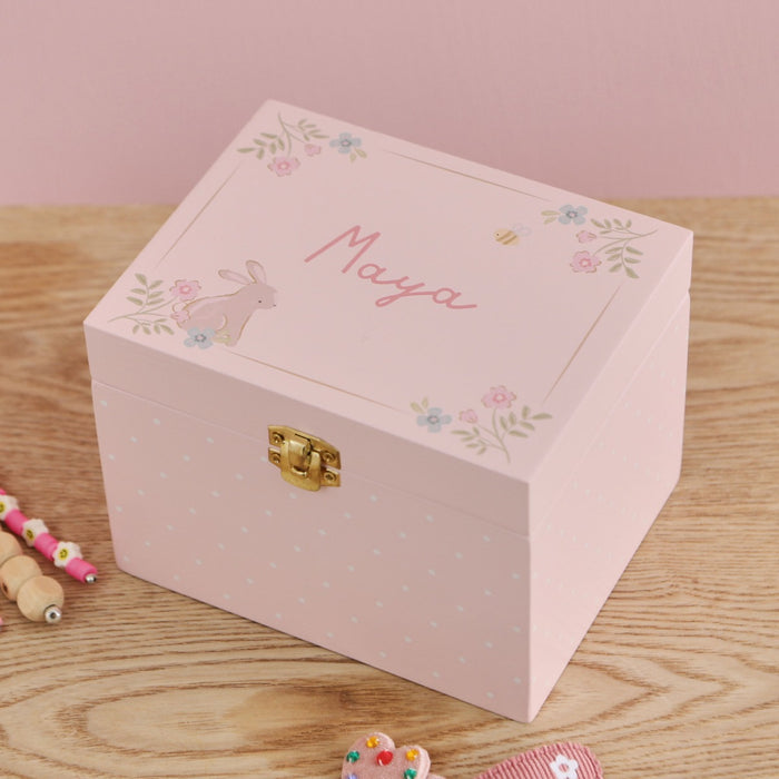 Personalised Bunny Floral Jewellery Box