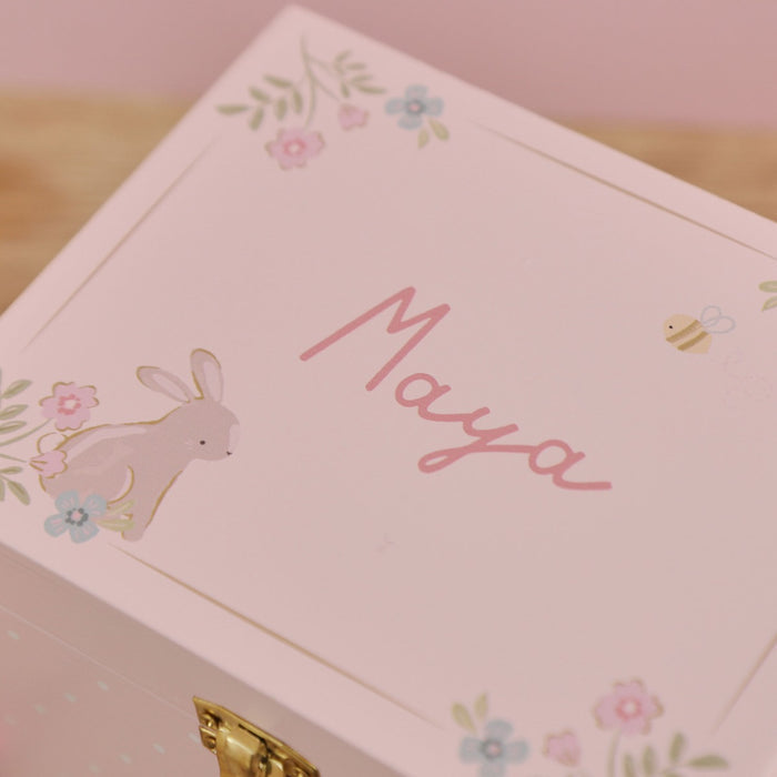 Personalised Bunny Floral Jewellery Box