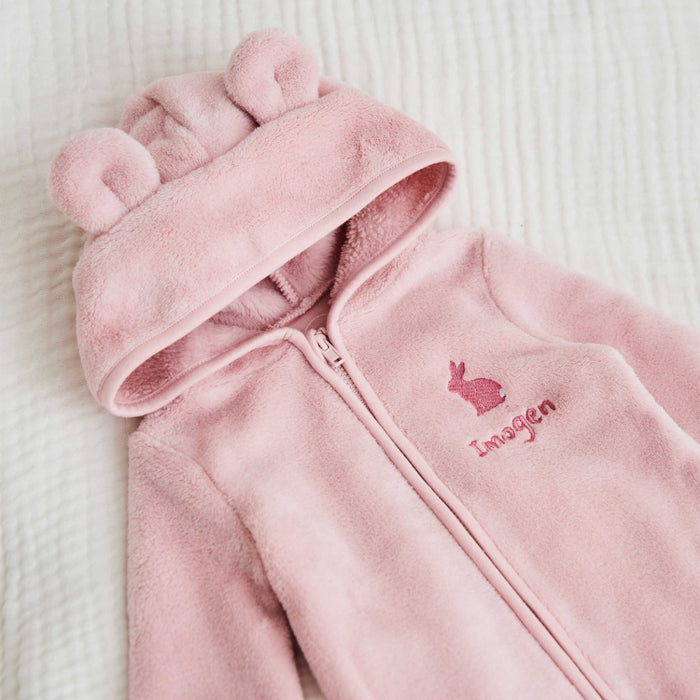 Personalised Bunny Pink Fleece Onesie