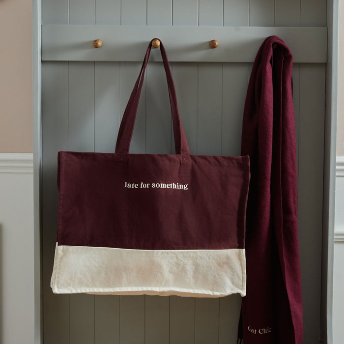 Personalised Burgundy Contrast Tote Bag