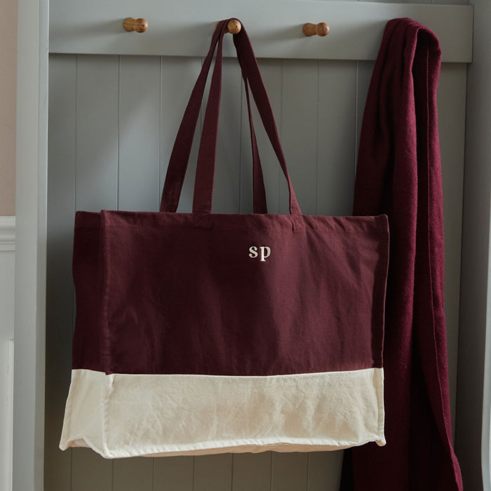 Personalised Burgundy Contrast Tote Bag