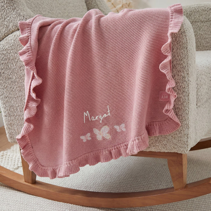 Personalised Butterfly Pink Frill Blanket