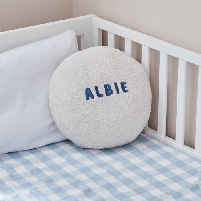 Personalised Capital Letter Name Round Borg Cushion