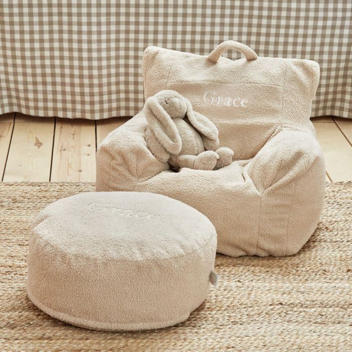 Personalised Caramel Name Bean Bag Foot Stool