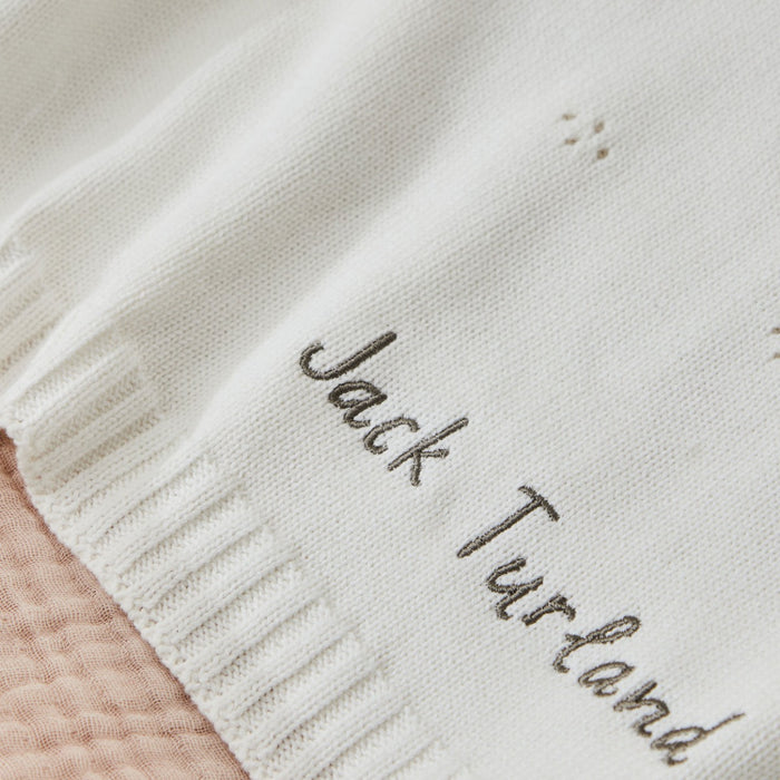 Personalised Cashmere Blend Pointelle Baby Blanket in Ivory