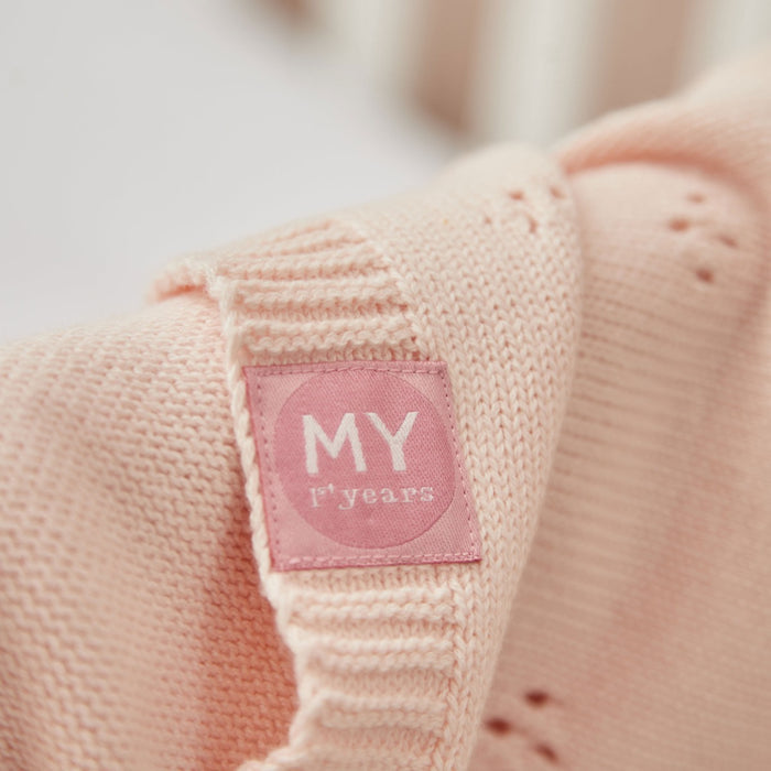 Personalised Cashmere Blend Pointelle Baby Blanket in Pink