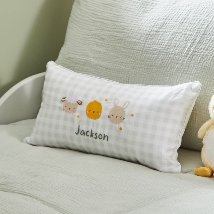 Personalised Checkered Farm Linen Cushion