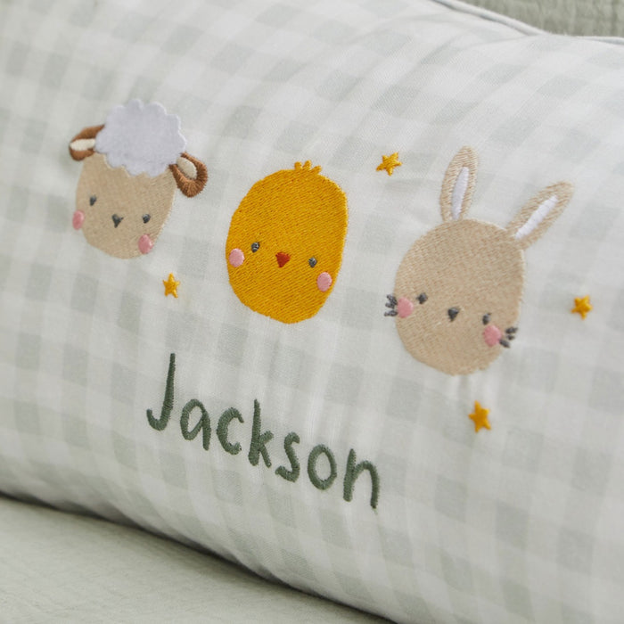 Personalised Checkered Farm Linen Cushion