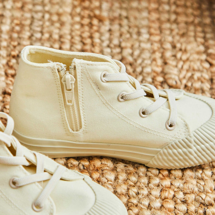 Personalised Checkered Ivory Toddler High-Top Shoes