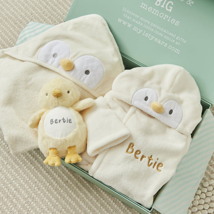 Personalised Chick Splash, Snuggle and Cuddle Gift Set
