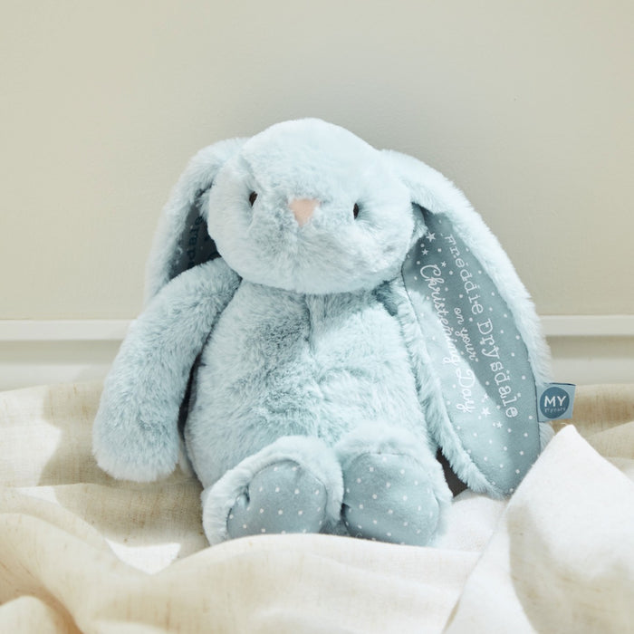 Personalised Christening Day Blue Bunny Soft Toy