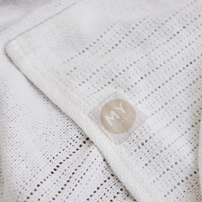 Personalised Christening Day Ivory Cellular Baby Blanket