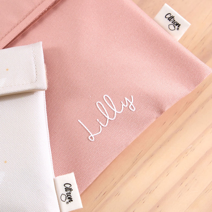 Personalised Citron Ballerina Print Pink Reusable Sandwich Bags Set