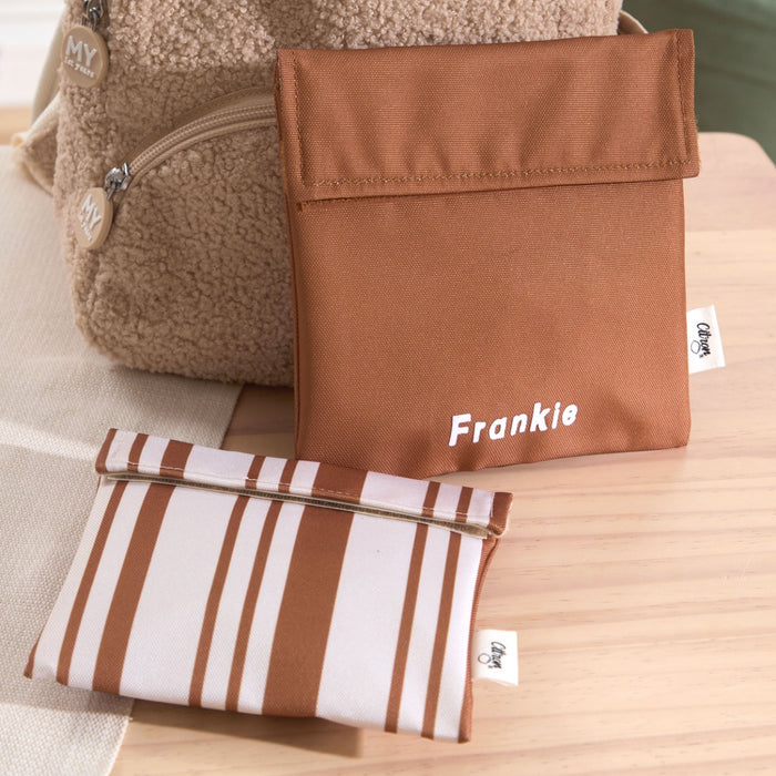 Personalised Citron Caramel Reusable Sandwich Bags Set