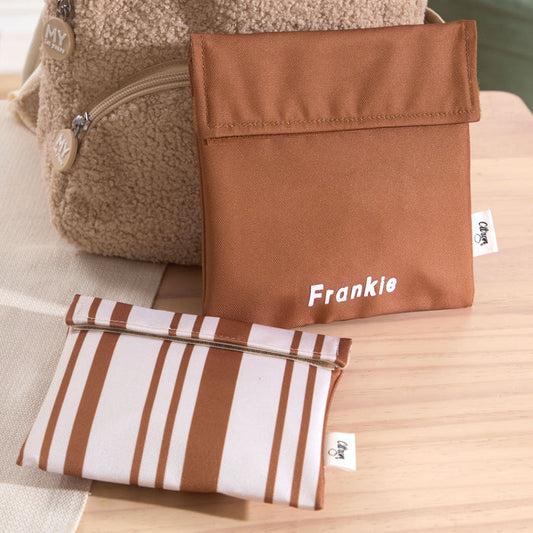 Personalised Citron Caramel Reusable Sandwich Bags Set