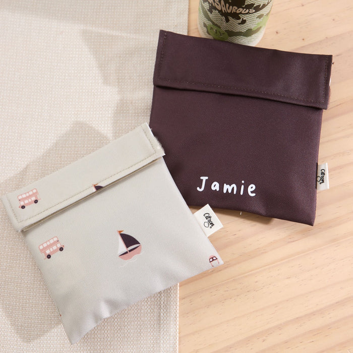 Personalised Citron Vehicle Print Reusable Sandwich Bags Set