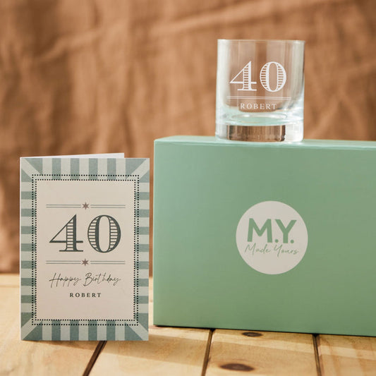 Personalised Classic Birthday Whiskey Tumbler & Card Gift Set