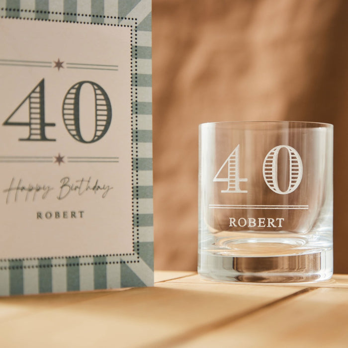 Personalised Classic Birthday Whiskey Tumbler & Card Gift Set