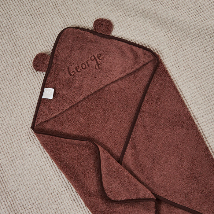 Personalised Cocoa Small Hooded Towel