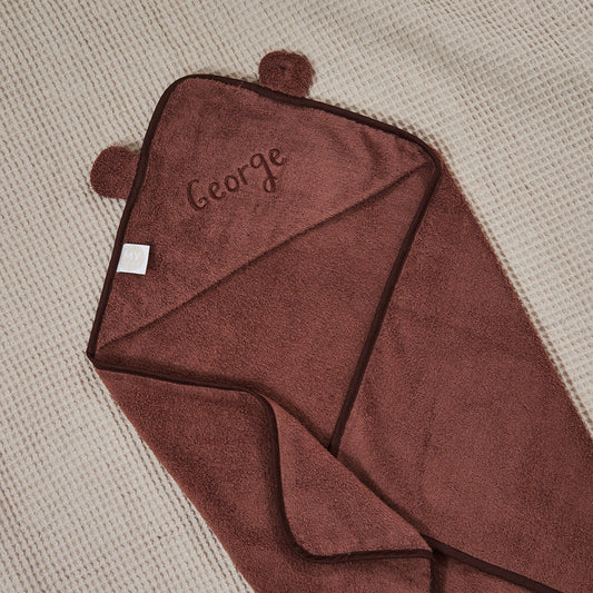 Personalised Cocoa Small Hooded Towel