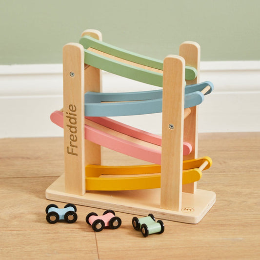 Personalised Colourful Car Ramp Wooden Toy FSC®