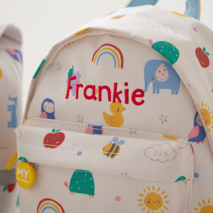 Personalised Colourful Print Backpack & Lunch Bag Set