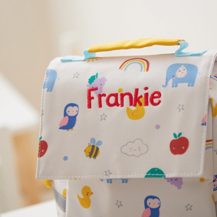 Personalised Colourful Print Backpack & Lunch Bag Set