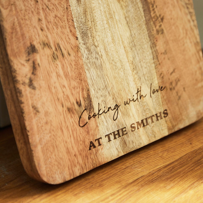 Personalised Cooking With Love Wooden Paddle Platter Board by Made Yours