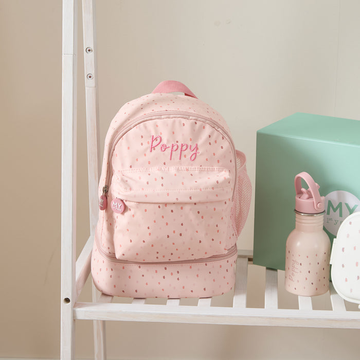 Personalised Core Pink Spot Mini Compartment Backpack
