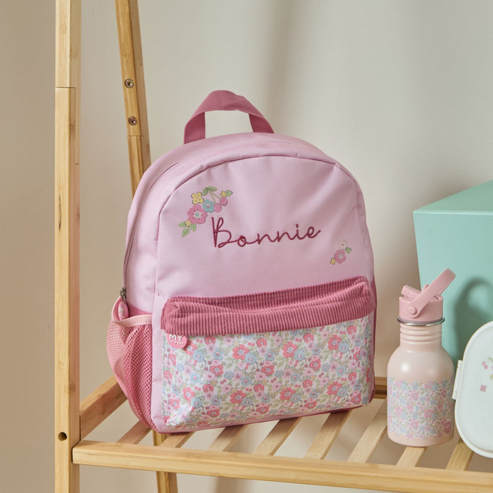 Personalised Cottage Ditsy Print Pocket Medium Backpack