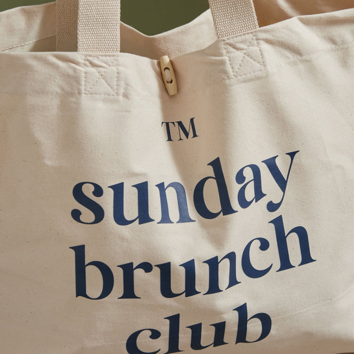 Personalised Cotton Canvas Slogan Tote Bag in Navy Blue Font