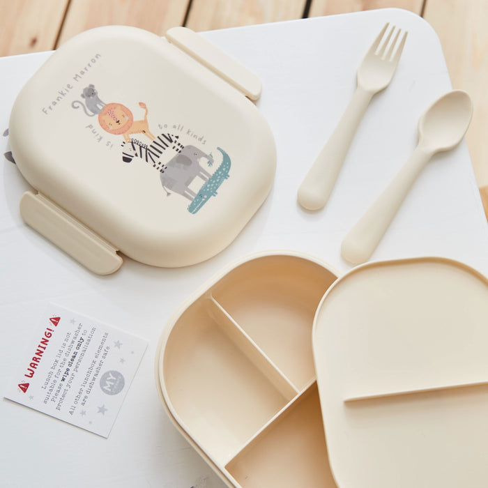 Personalised Cream Safari Design Mushie Lunch Box