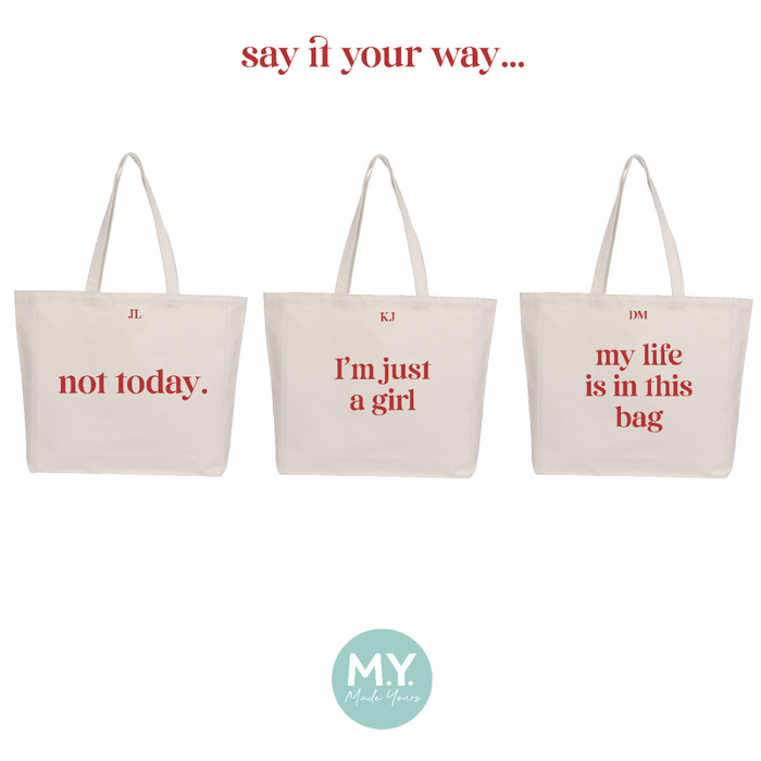 Personalised Customisable Slogan Cotton Tote Bag in Red