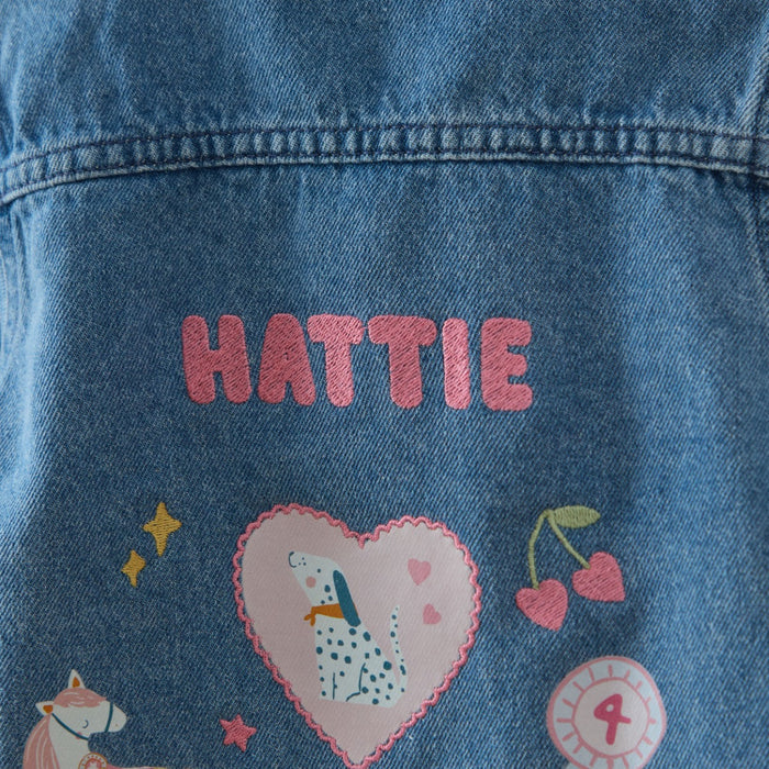Personalised Dalmatian Badge Denim Jacket