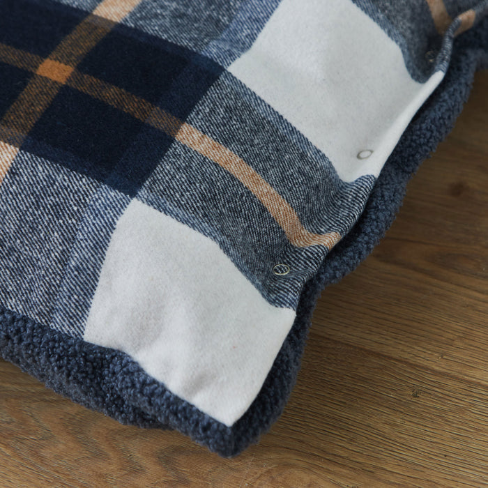 Personalised Deep Duvet Navy Check Medium Dog Bed