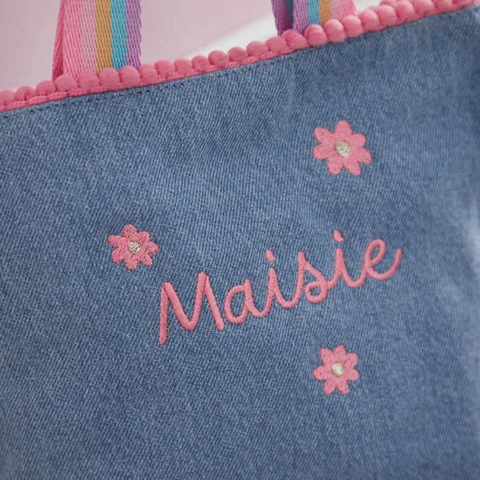 Personalised Denim Rainbow Handbag