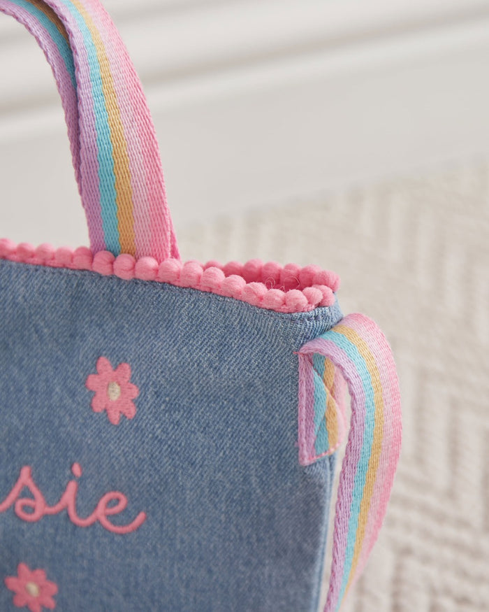 Personalised Denim Rainbow Handbag