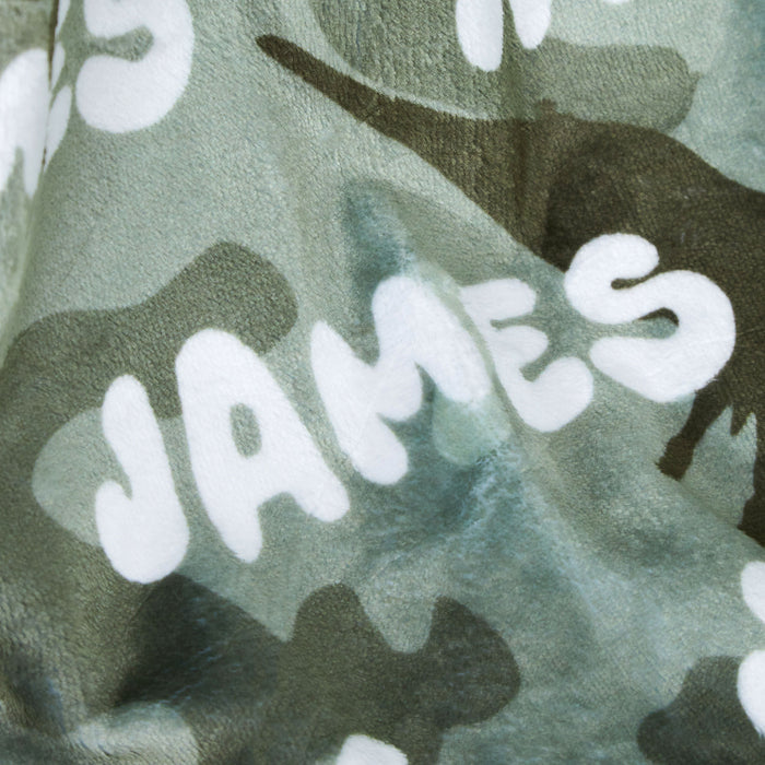 Personalised Dino Camo Print Name Fleece Blanket