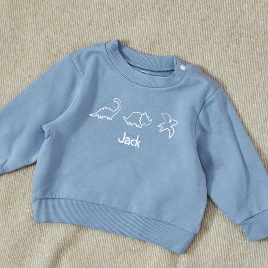 Personalised Dinosaur Blue Sweatshirt