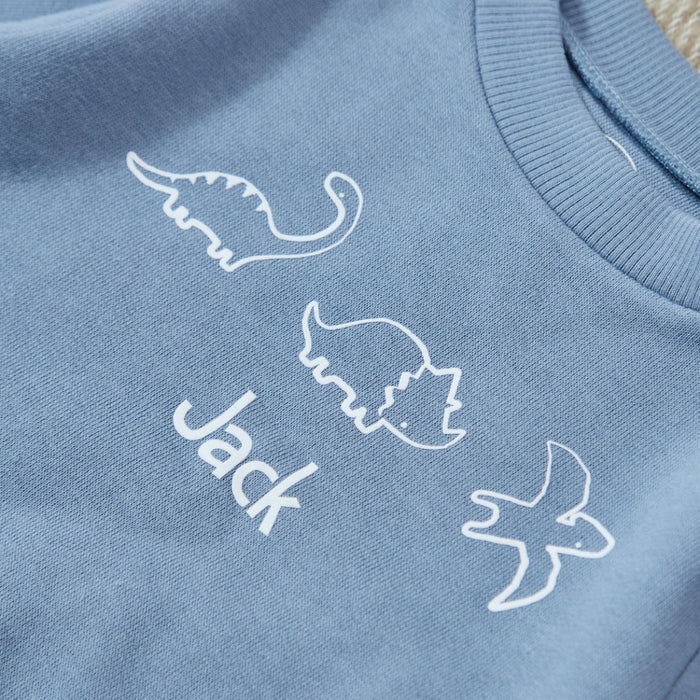 Personalised Dinosaur Blue Sweatshirt