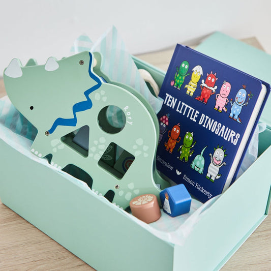 Personalised Dinosaur Read & Play Gift Set