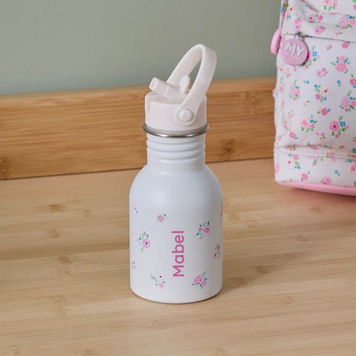 Personalised Ditsy Floral Print Neutral Bottle