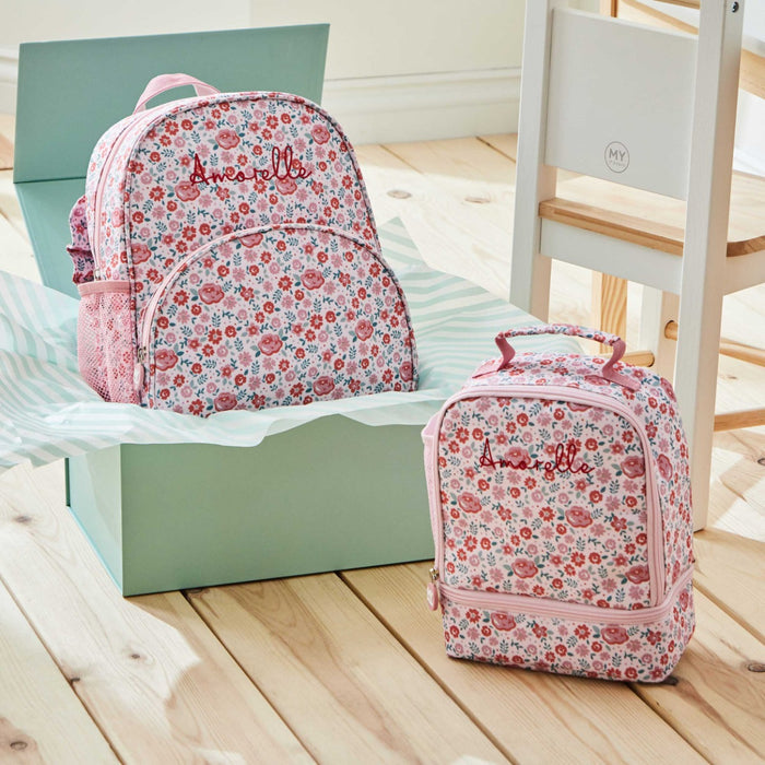 Personalised Ditsy Frill Backpack & Lunch Bag Set