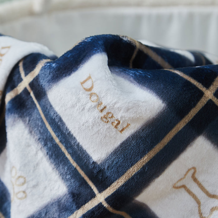 Personalised Dogs Checked Fleece Blanket