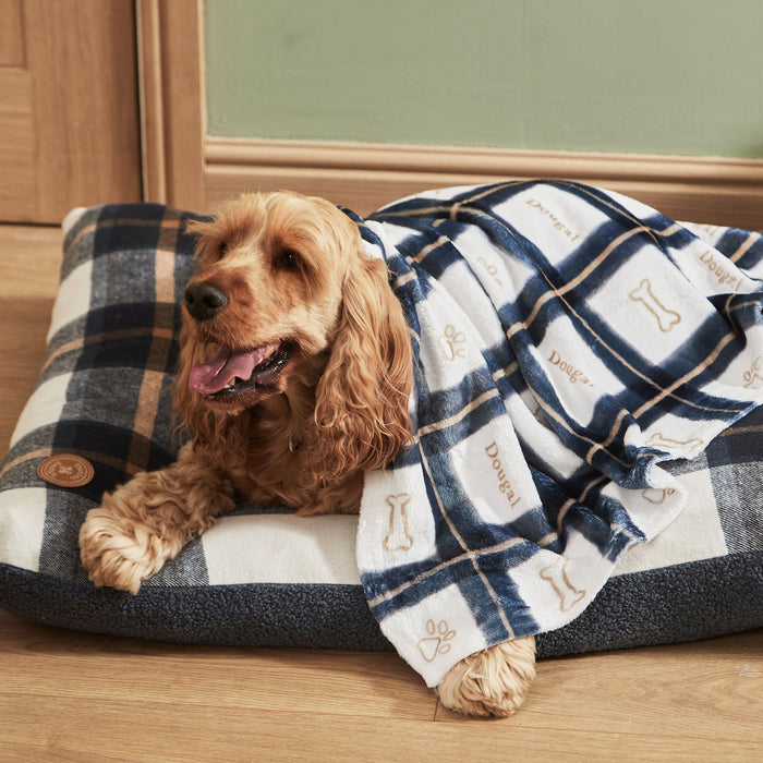 Personalised Dogs Checked Fleece Blanket