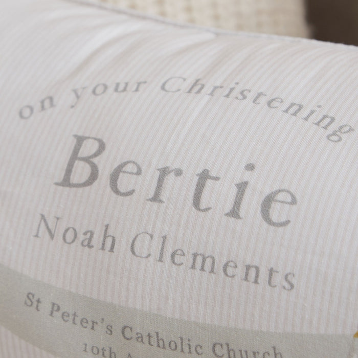 Personalised Dove Christening Linen Cushion
