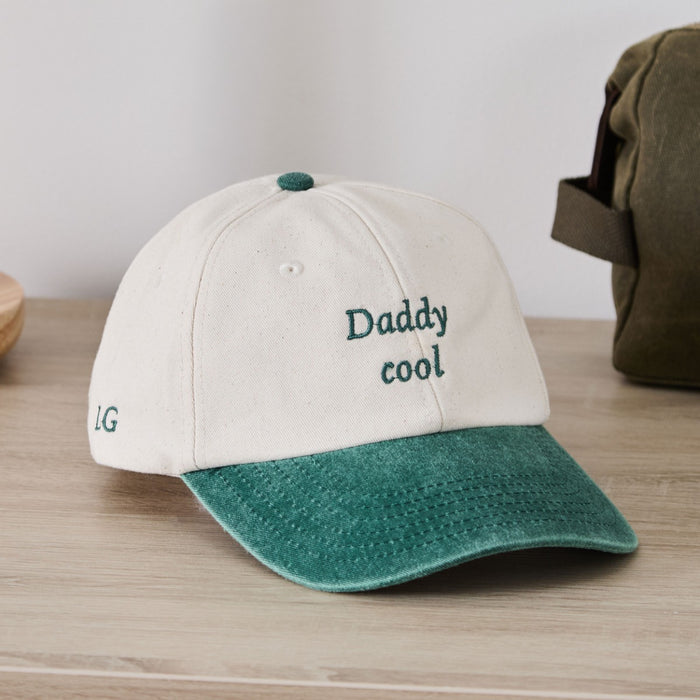 Personalised Ecru and Green Cool Father's Day Cap